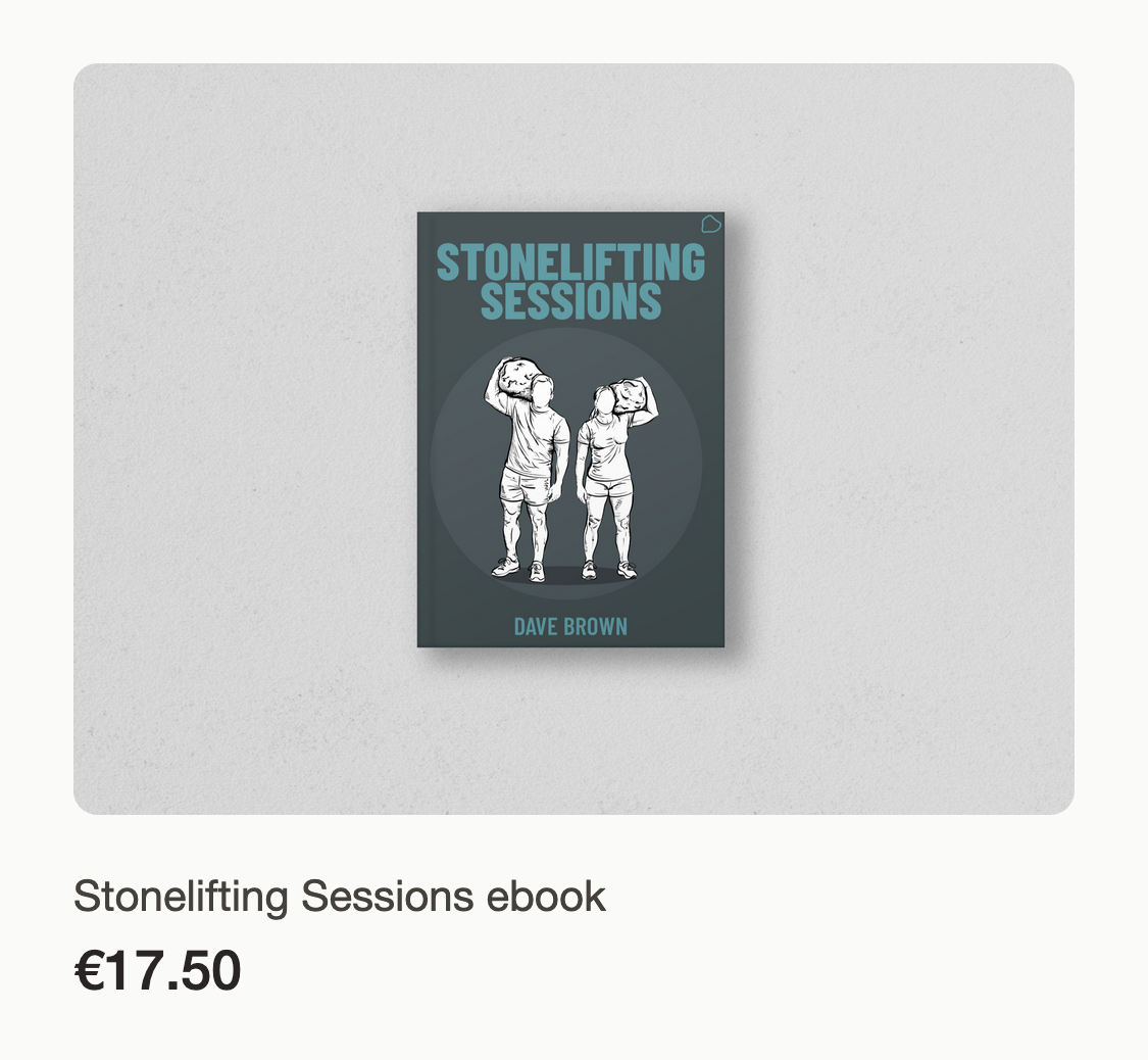 A screenshot of the Stonelifting Sessions listing, showing the price in Euros.